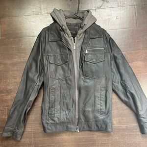 Leather Jacket w/ hood